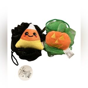 Halloween loofah candy corn pumpkin body sponge pouf loofah gift set